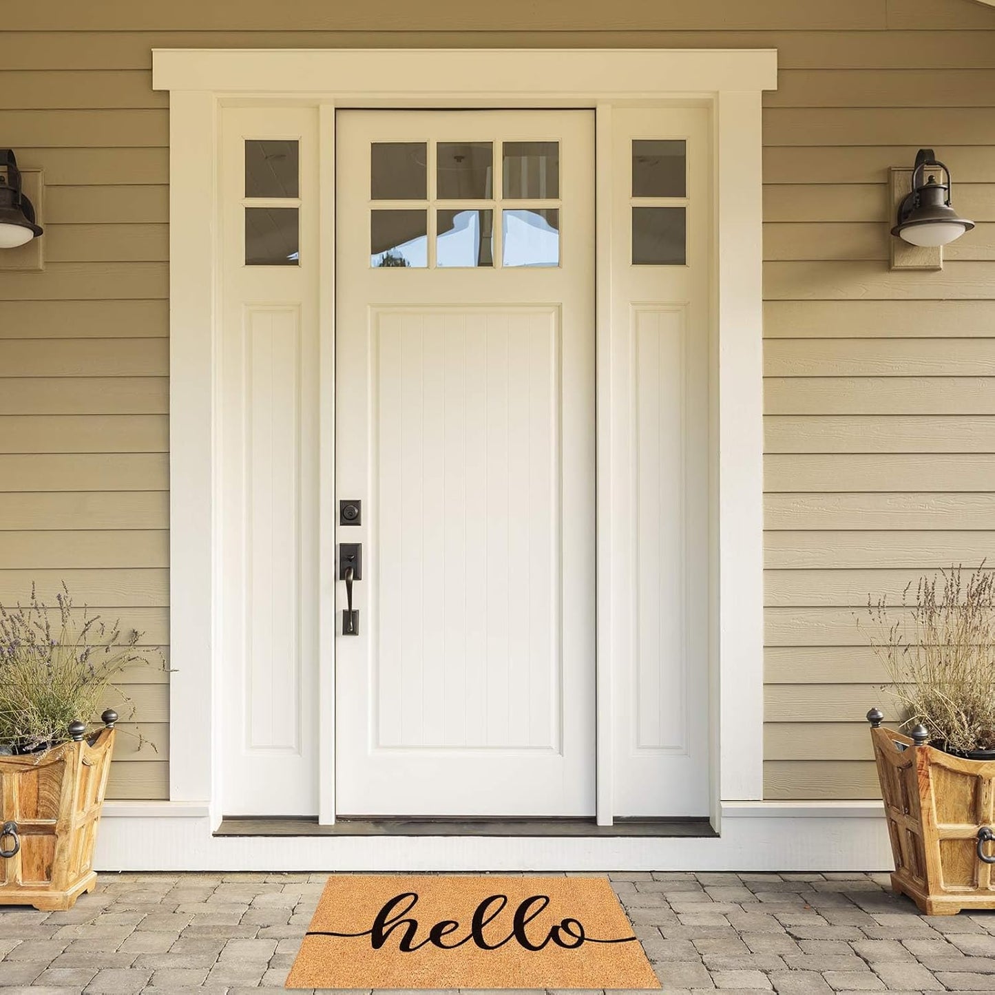 Hello Coir Farmhouse Door Mat – Thick Non‑Slip Welcome Rug