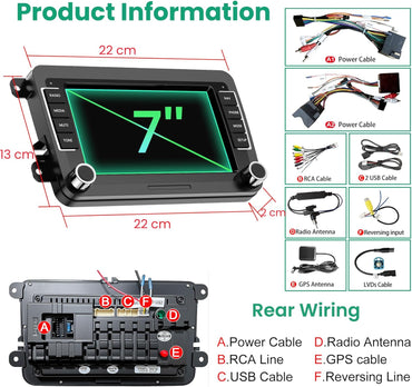 Android 13 Car Stereo for VW Golf – 7" IPS Touchscreen