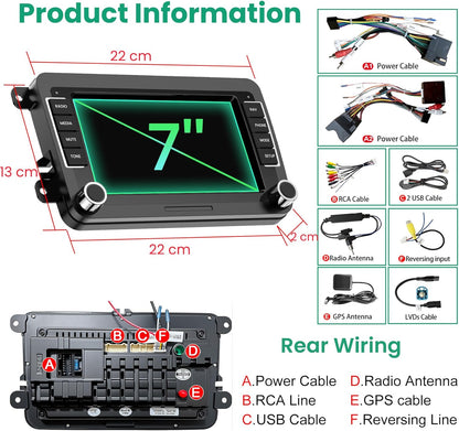 Android 13 Car Stereo for VW Golf – 7" IPS Touchscreen