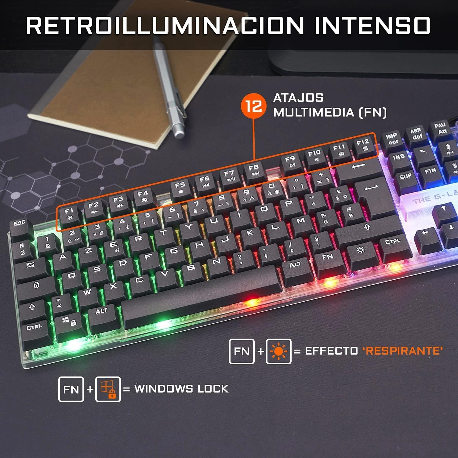 THE G-LAB Yttrium Gaming Keyboard Mouse Combo with Backlit Keys