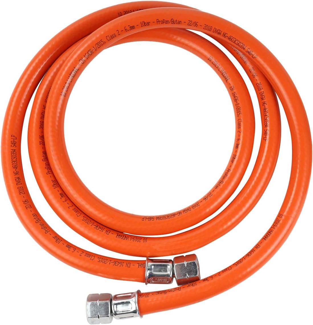 JIIANERY Bade Gas pressure regulator 50 mbar, 1.5 m hose, screw connections 1/4 inch left, G607