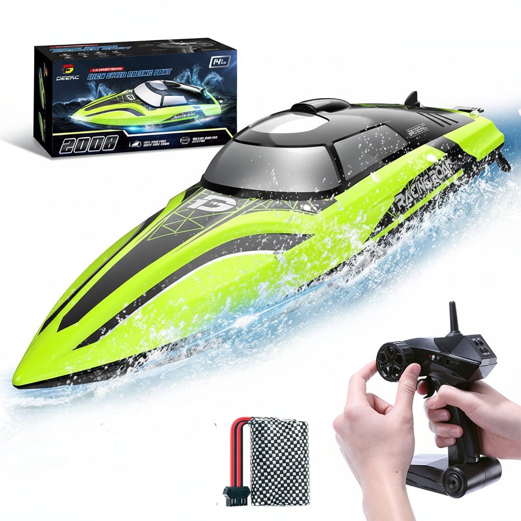DEERC 2008-Green Remote Control Boat 35.6 cm