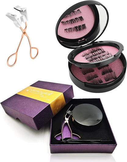 Chlffua Magnetic Eyelash Set 3-Pair Waterproof Reusable Natural Look Ultra-Thin