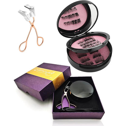 Chlffua Magnetic Eyelash Set 3-Pair Waterproof Reusable Natural Look Ultra-Thin