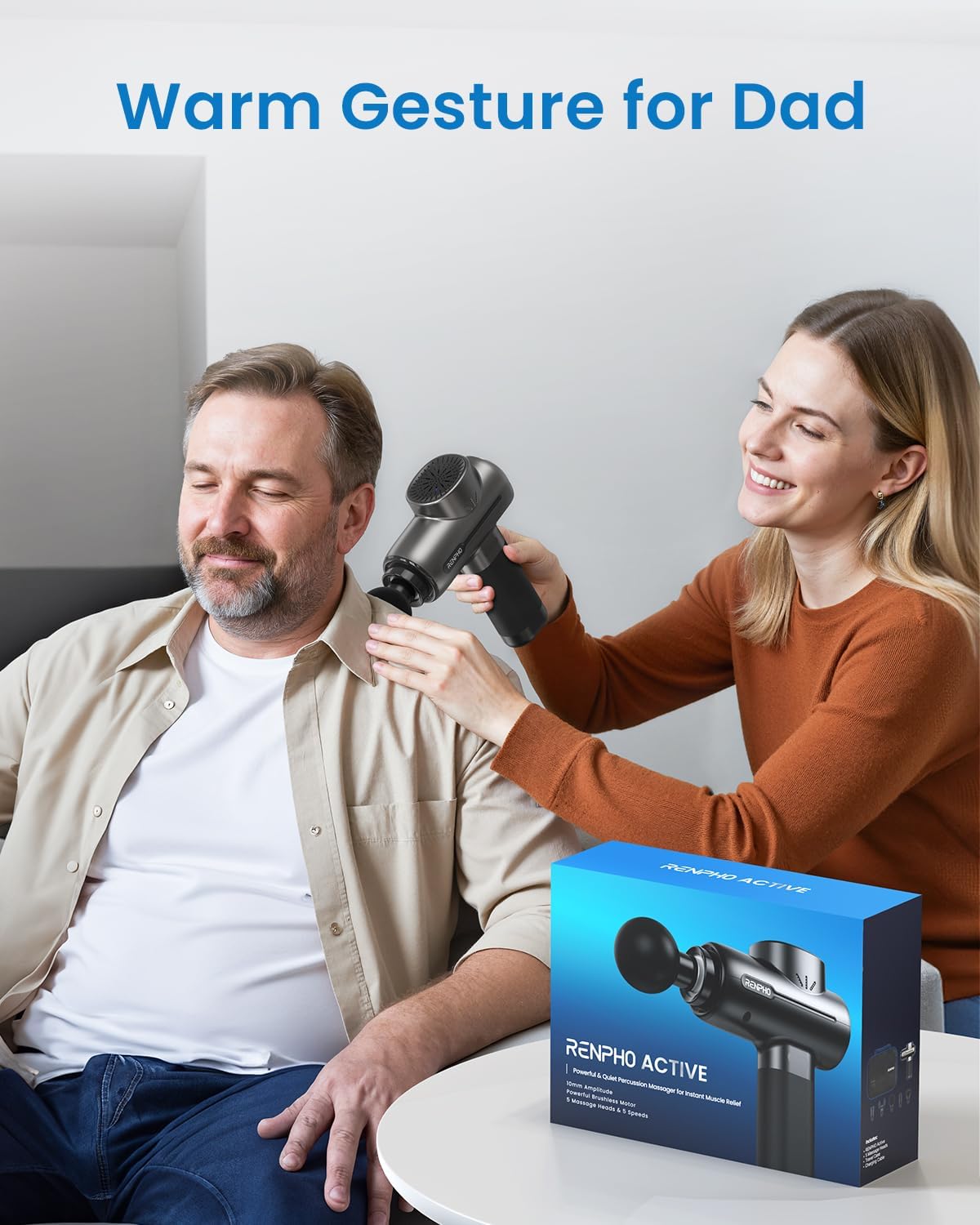 RENPHO 5-Head Percussive Massage Gun for Back, Legs, Full Body