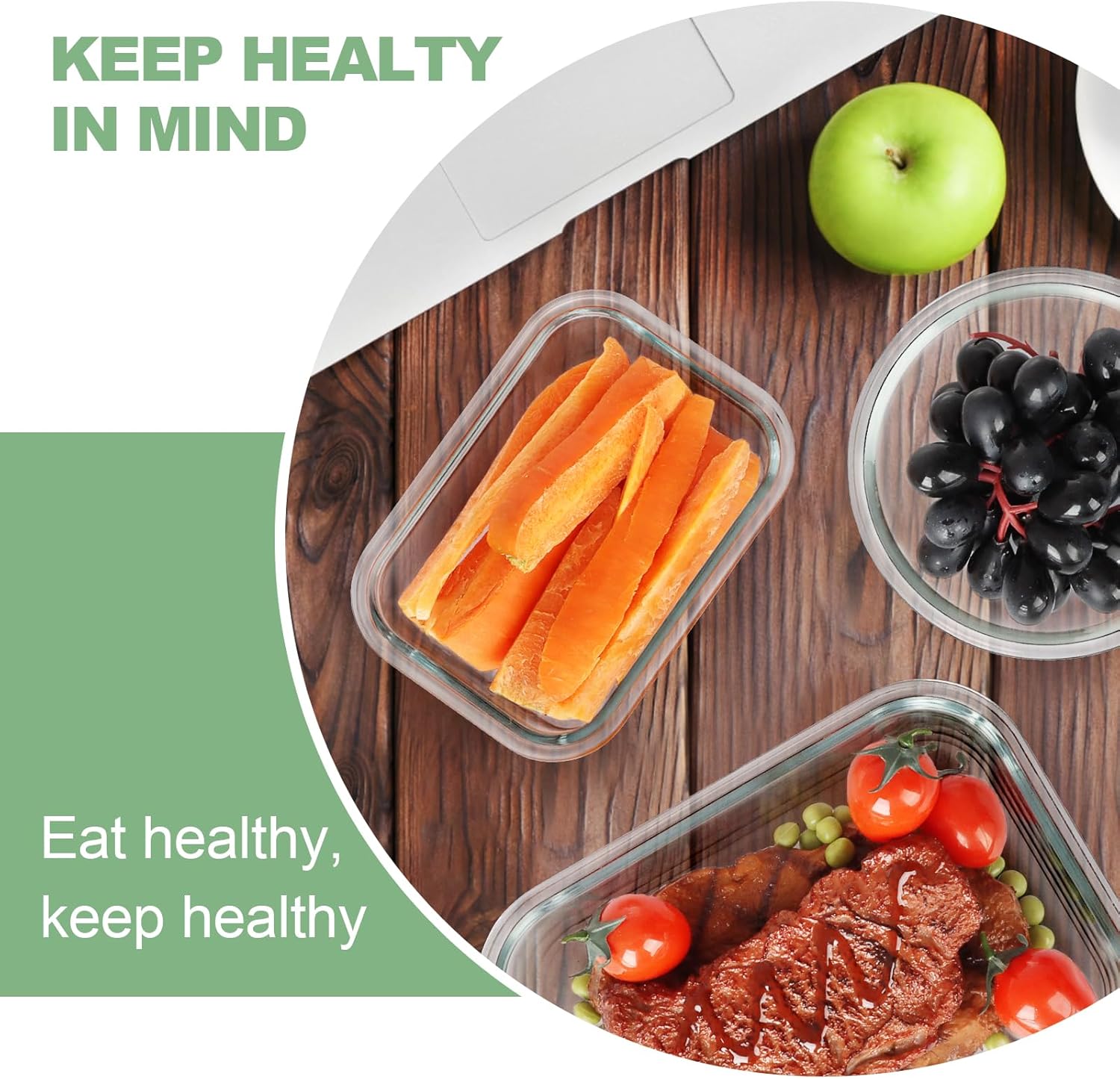 Skroam 12-Piece Borosilicate Glass Food Storage Container Set