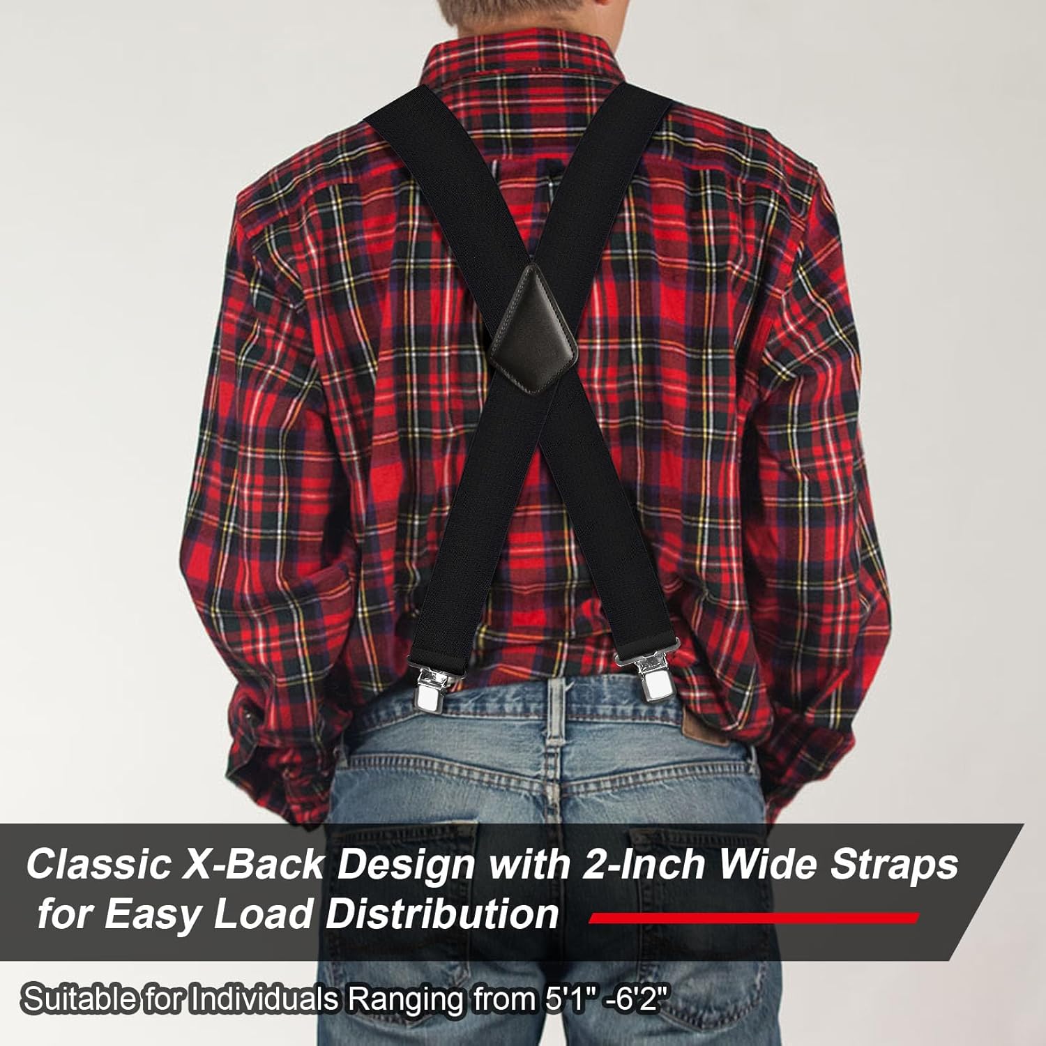 Ultrashang Classic Men's Heavy-Duty 2-Inch Wide Suspenders with Sturdy Clips