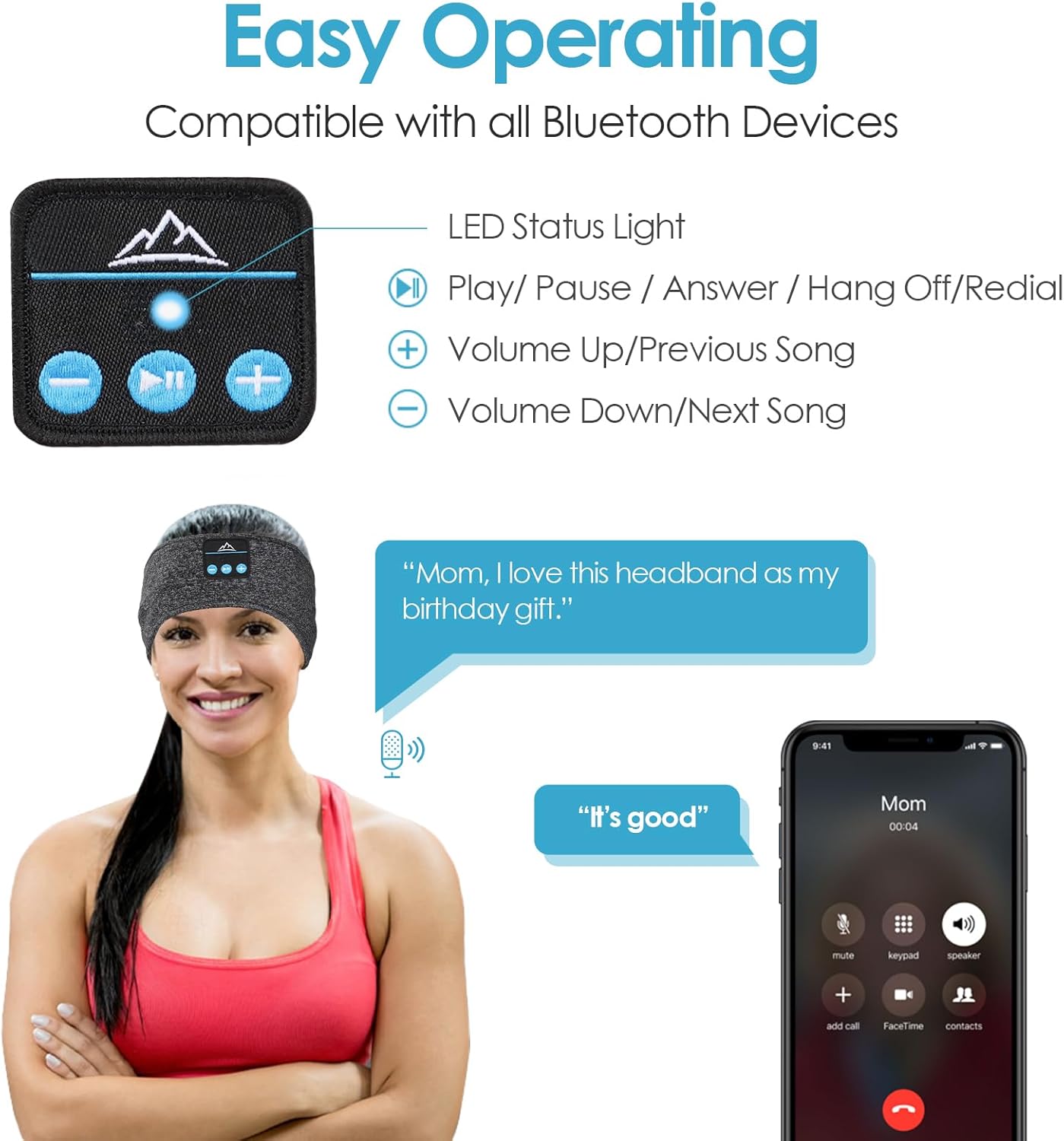 Ultra-Soft Bluetooth Sleep Headband with HD Stereo Sound