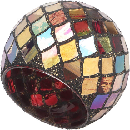 Red Mosaic Glass Tealight Holder – Decorative Vase & Desk Organizer