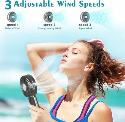 Timiyou TI-8545 Portable Handheld Fan 5-in-1 Rechargeable USB 3 Speeds Black