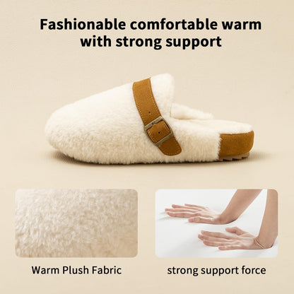 Felokont Women's Plush Winter Open-Toe Slippers: Fluffy, Non-Slip, Comfortable Household Shoes