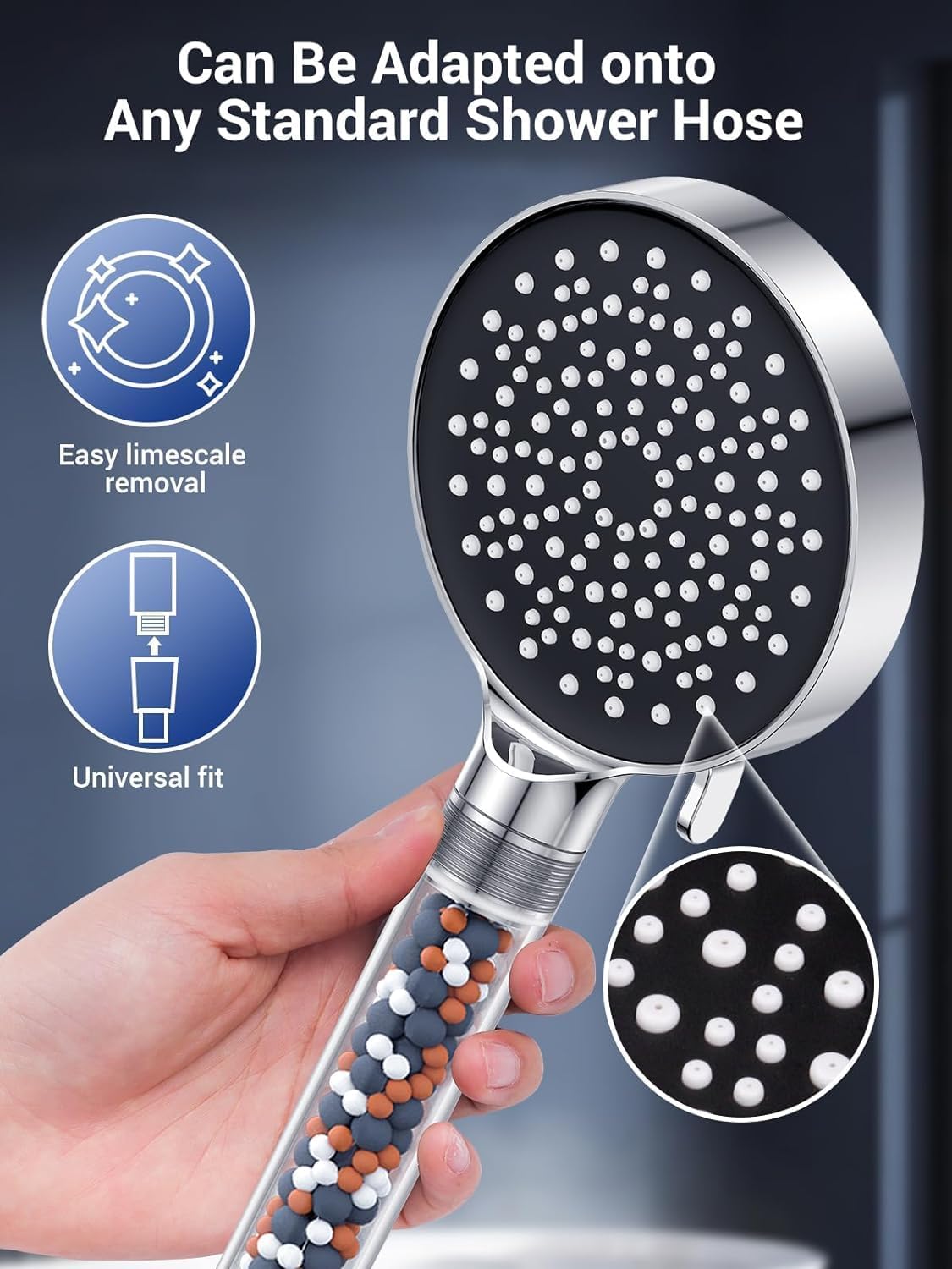 YEAUPE High Pressure Filter Shower Head with 1.5m Hose – 6 Modes, Anti‑Limescale