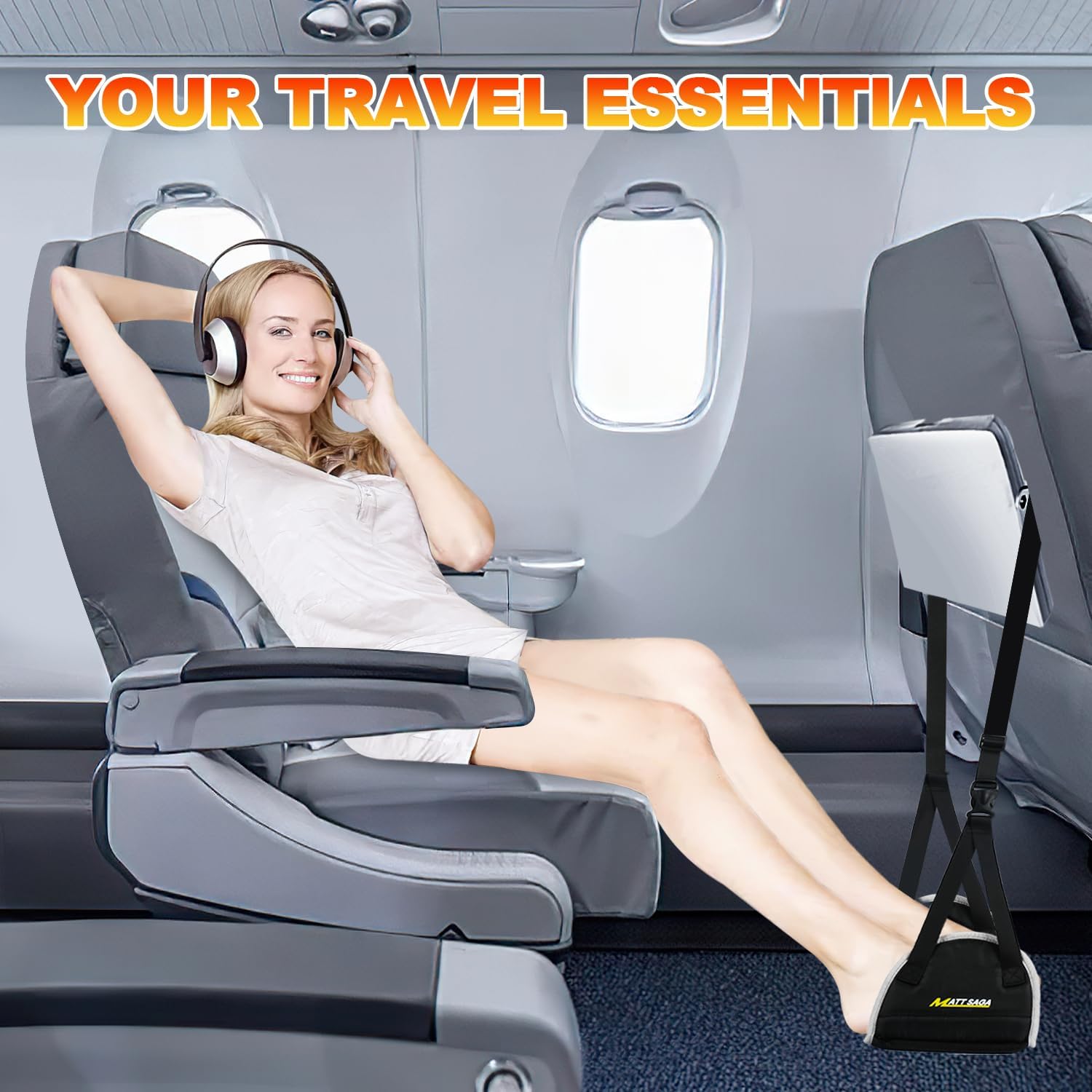 Adjustable Airplane Foot Rest Memory Foam Travel Hammock