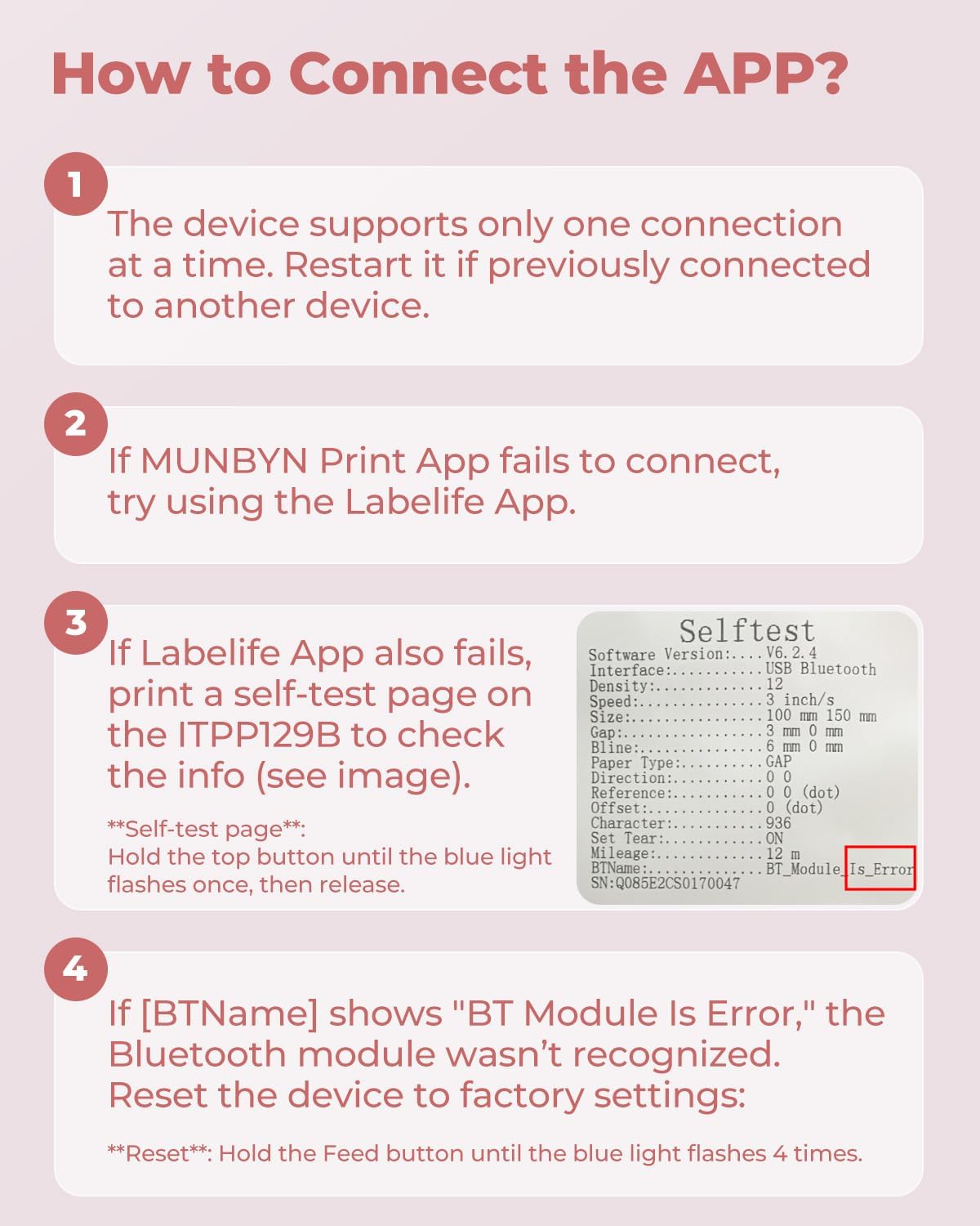 MUNBYN Bluetooth Wireless Thermal Label Printer 129B