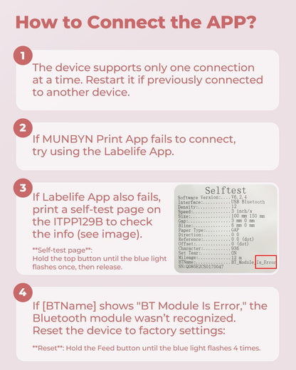 MUNBYN Bluetooth Wireless Thermal Label Printer 129B