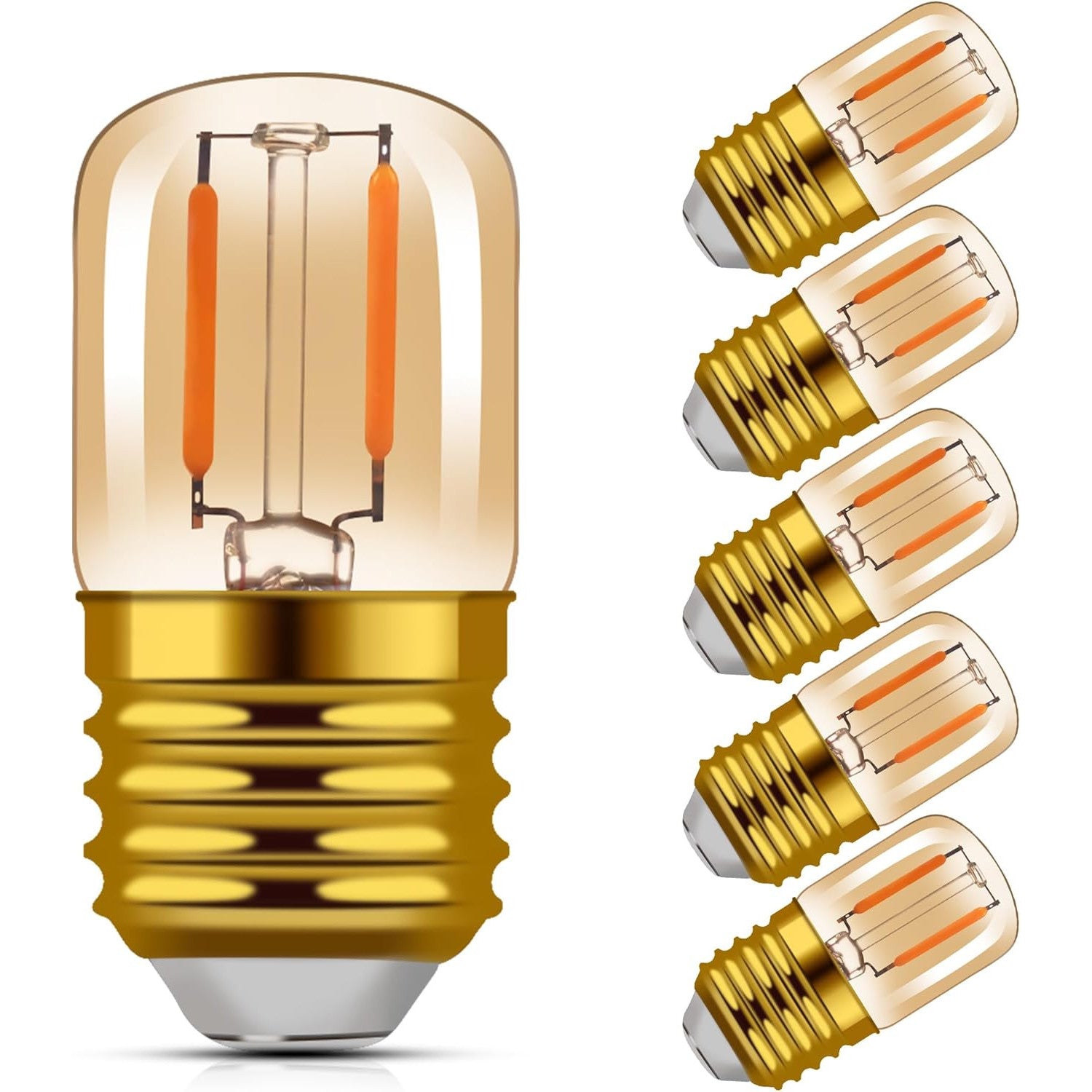 Hcnew E27 1W Retro LED Filament Light Bulbs, Warm White 2200K, 6-Pack