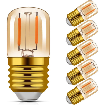 Hcnew E27 1W Retro LED Filament Light Bulbs, Warm White 2200K, 6-Pack