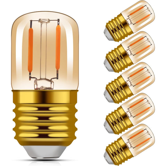 Hcnew E27 1W Retro LED Filament Light Bulbs, Warm White 2200K, 6-Pack