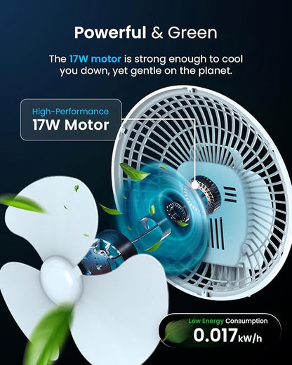 Pro Breeze Mini Fan with Clip, Very Quiet, 20 cm Diameter, 2 Speed Settings, Ideal as Table Fan