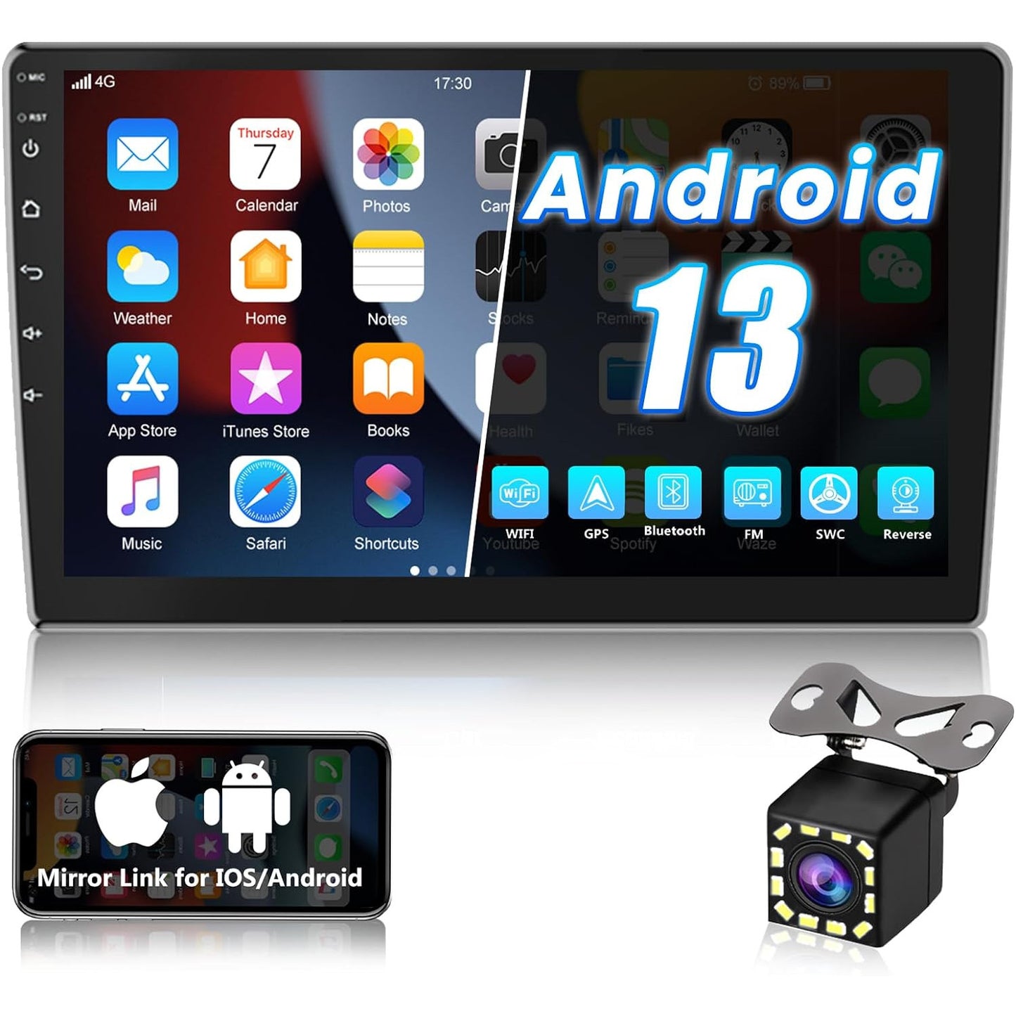 Android 13 10‑Inch Car Radio with GPS Navigation, Bluetooth & Dual USB