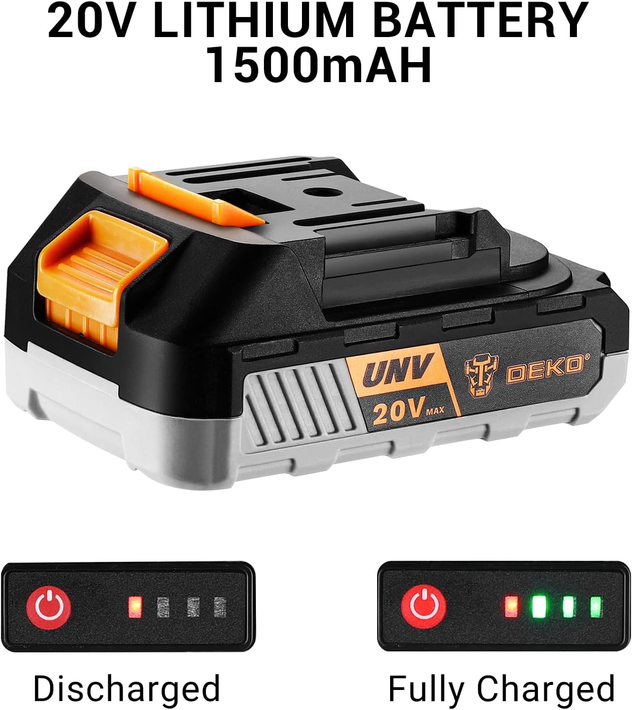 DEKOPRO 20V Cordless Drill with Battery and 10‑Bit Kit