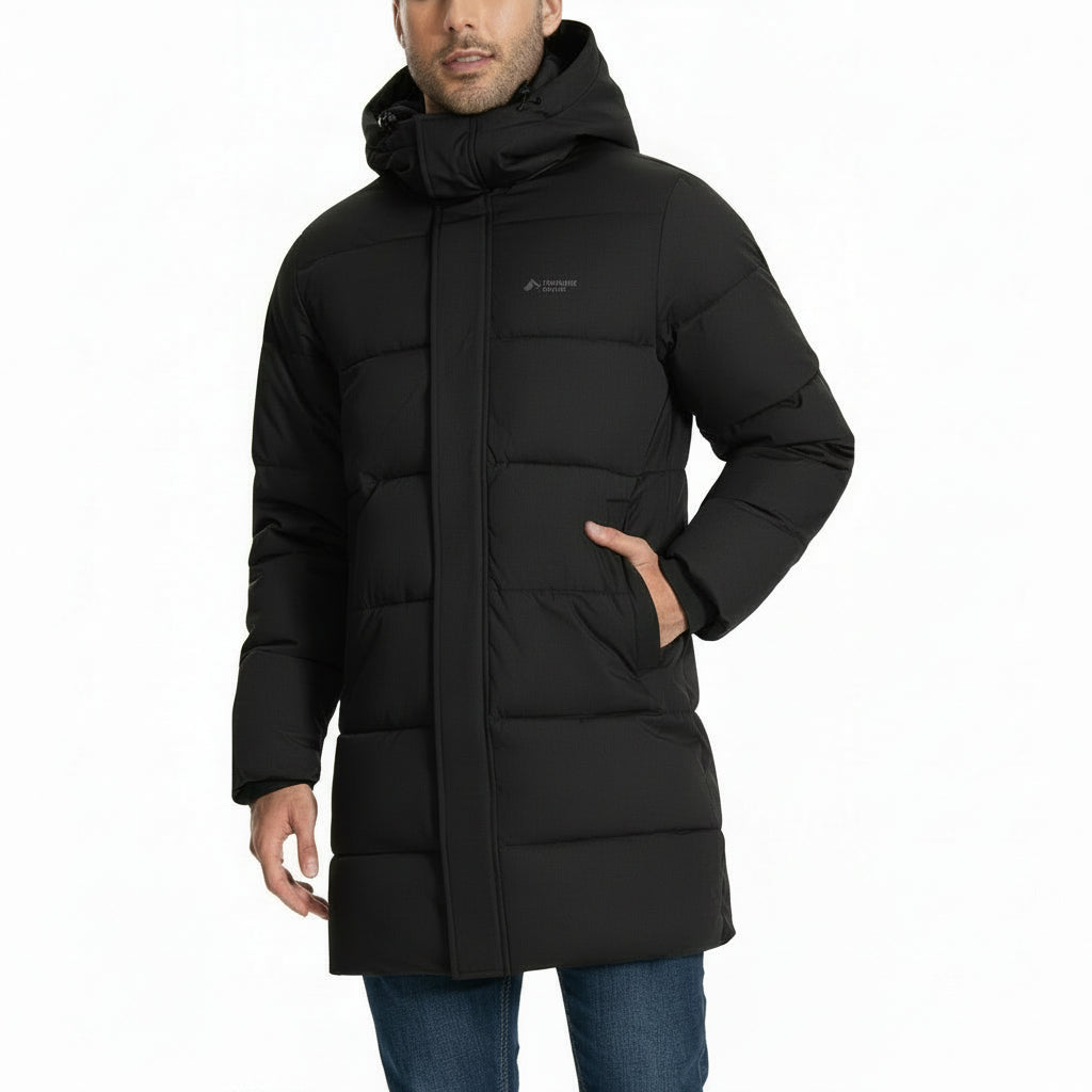 Waterproof Insulated Men's Long Winter Coat with Hood
