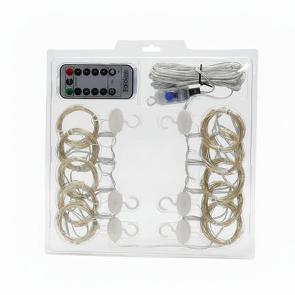 Barokee 300 LED Curtain String Lights with Remote, 8 Modes, USB Powered, IP44 Waterproof, Warm White, 3 x 3 m