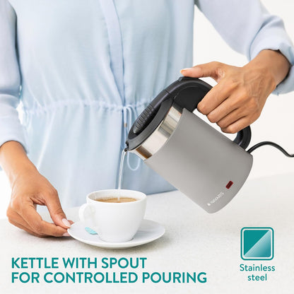 Navaris Compact Travel Kettle 0.5L Dual‑Wall Grey 1100W