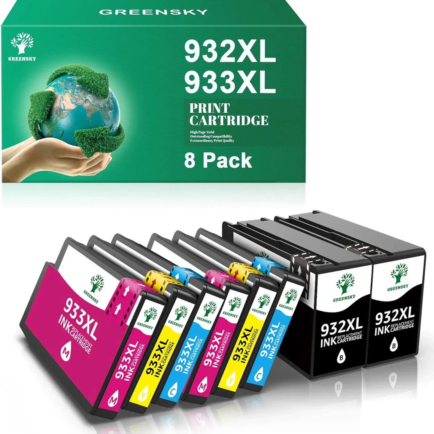 GREENSKY 932XL/933XL Ink Cartridges Compatible with HP OfficeJet 8 Pack - Gomix Brands Outlet