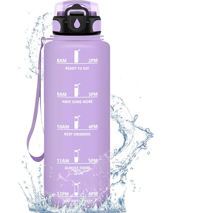 HoneyHolly 1.5L Leak-Proof Time-Marked Sports Water Bottle for Active