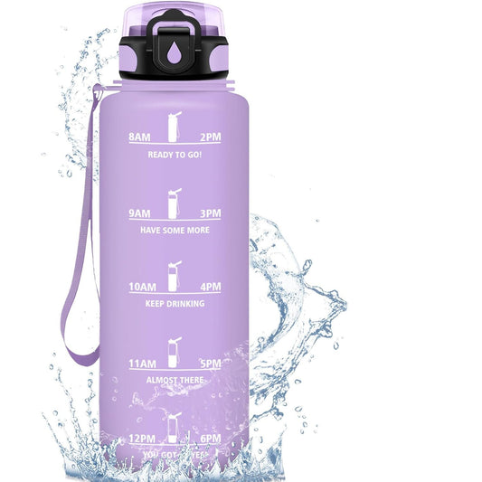HoneyHolly 1.5L Leak-Proof Time-Marked Sports Water Bottle for Active