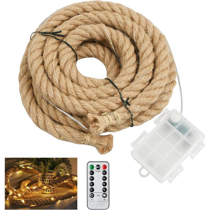 Litinliv 3m LED Hemp Rope Fairy Lights, 60 LEDs Remote
