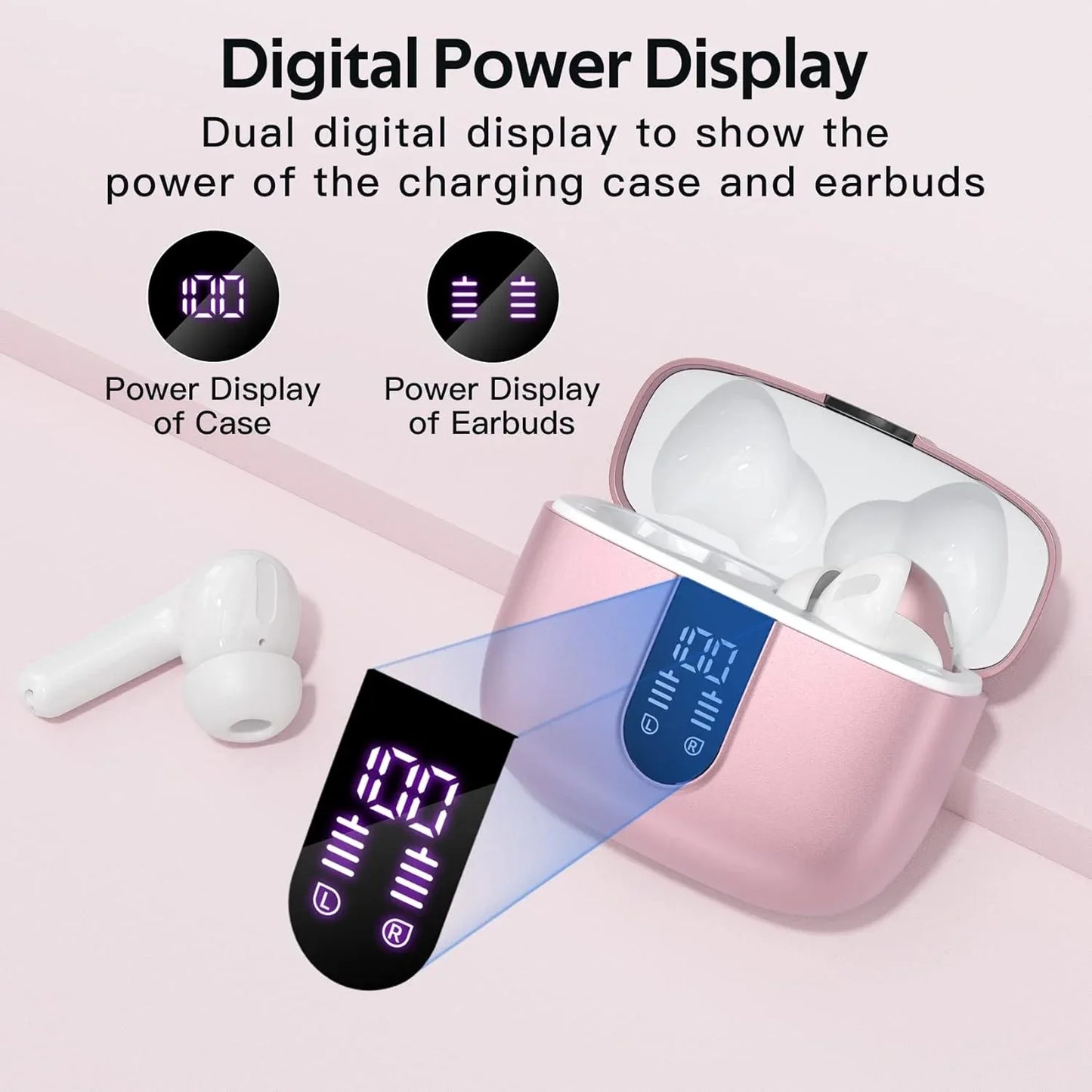 TAGRY X08 Bluetooth Wireless Earbuds with 60H Playtime LED Display - Gomix Brands Outlet