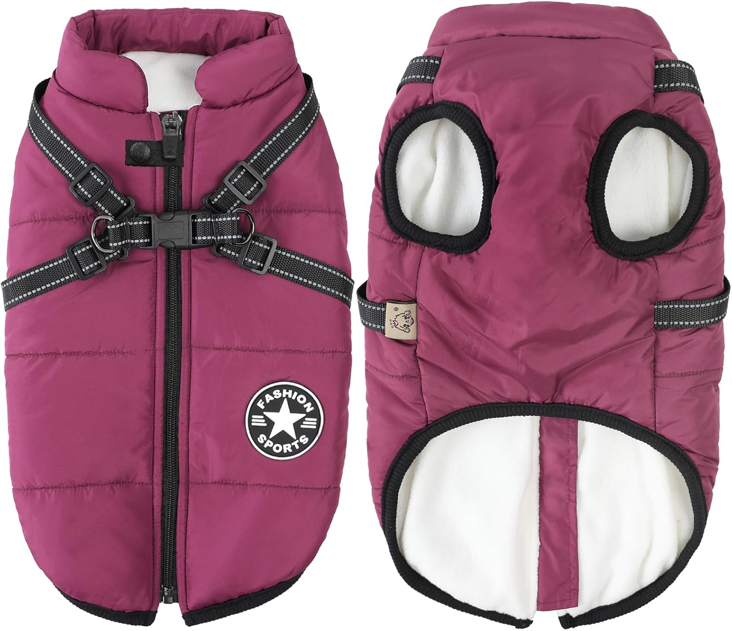 Aiboria Windproof Dog Jacket: Warm Fleece Vest with Harness