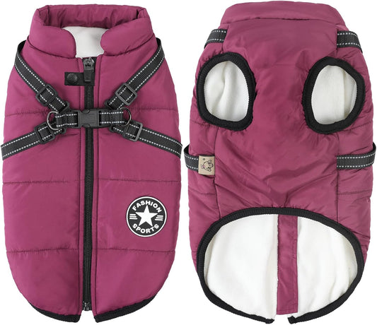 Aiboria Windproof Dog Jacket: Warm Fleece Vest with Harness