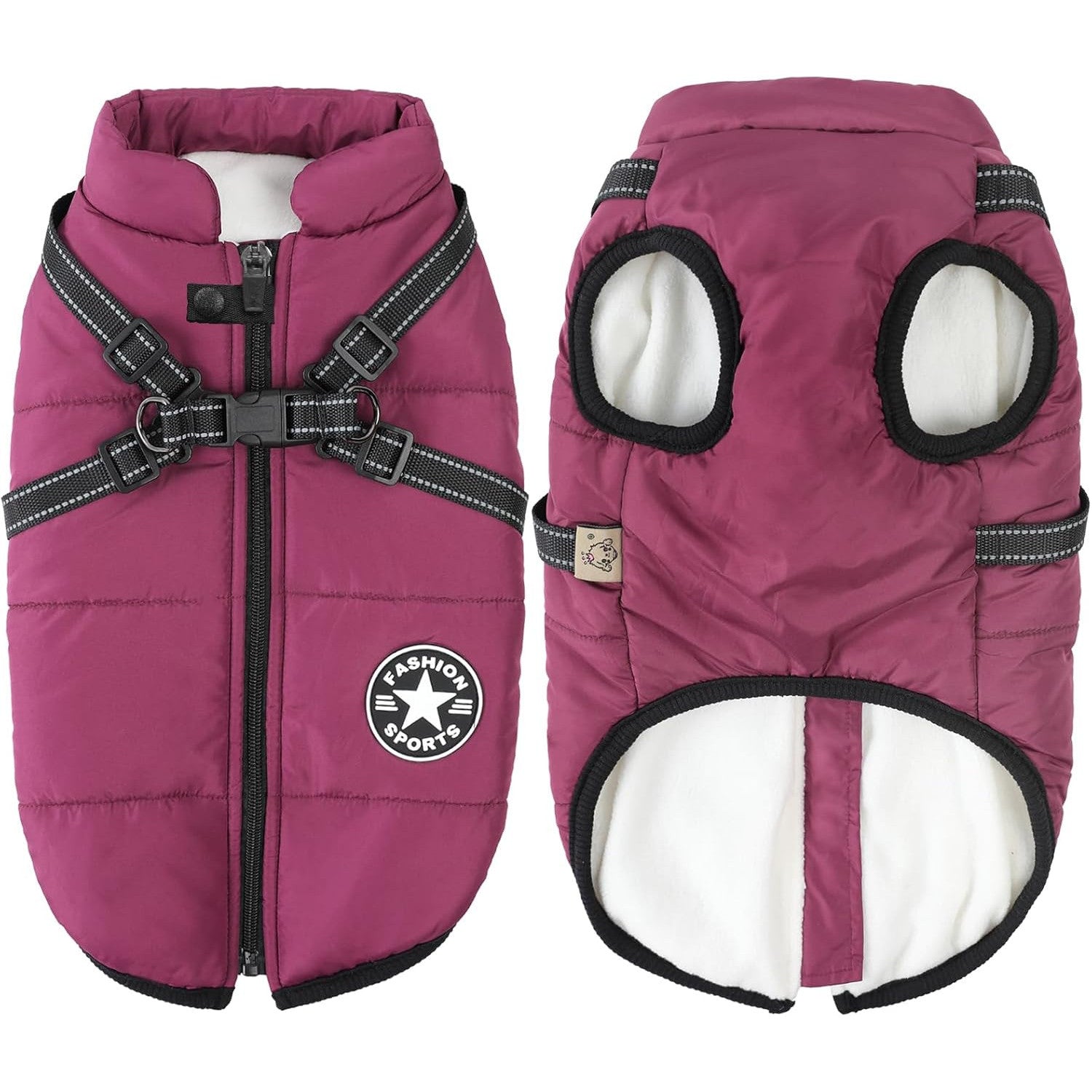 Aiboria Windproof Dog Jacket: Warm Fleece Vest with Harness