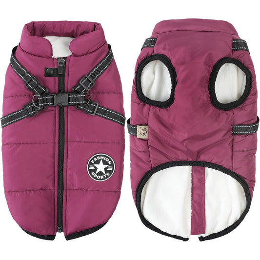 Aiboria Windproof Dog Jacket: Warm Fleece Vest with Harness