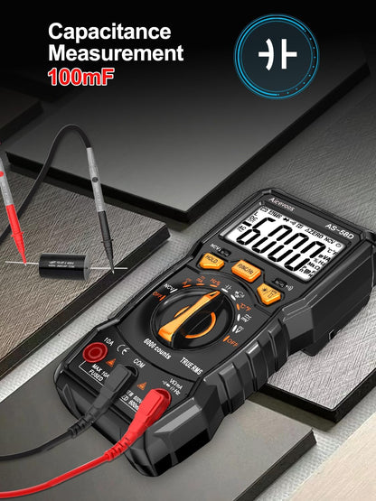 Aicevoos AS-58-1 6000 Counts Auto-Ranging Digital Multimeter Black