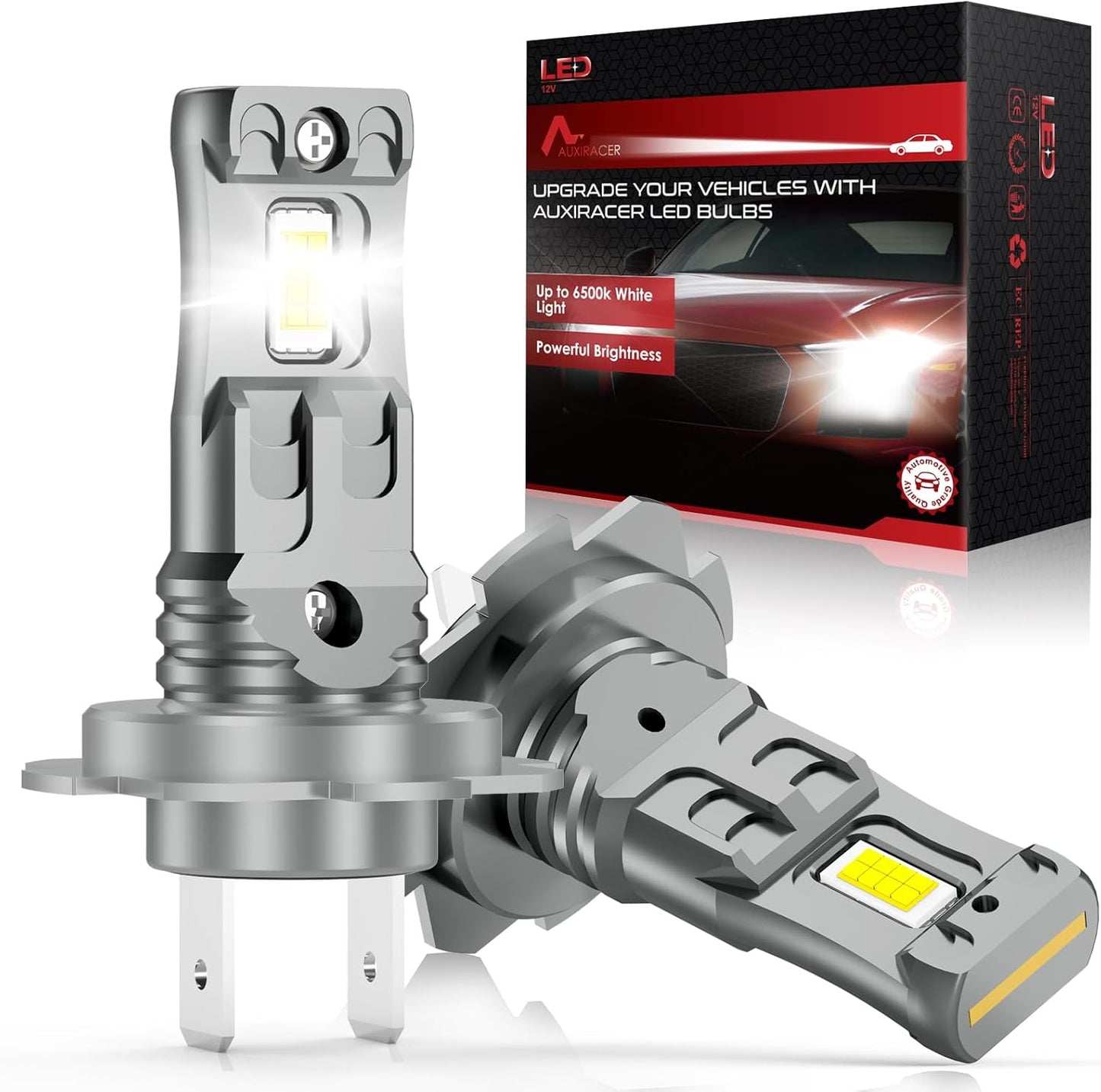 AUXIRACER H7 LED Headlight Bulb 6500K 600% Automotive