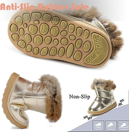 Cozy Fur-Lined Waterproof Winter Boots for Baby Girls