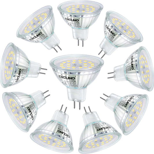 DiCUNO 5W MR16 LED Bulb 6000K Daylight White GU5.3 10-Pack