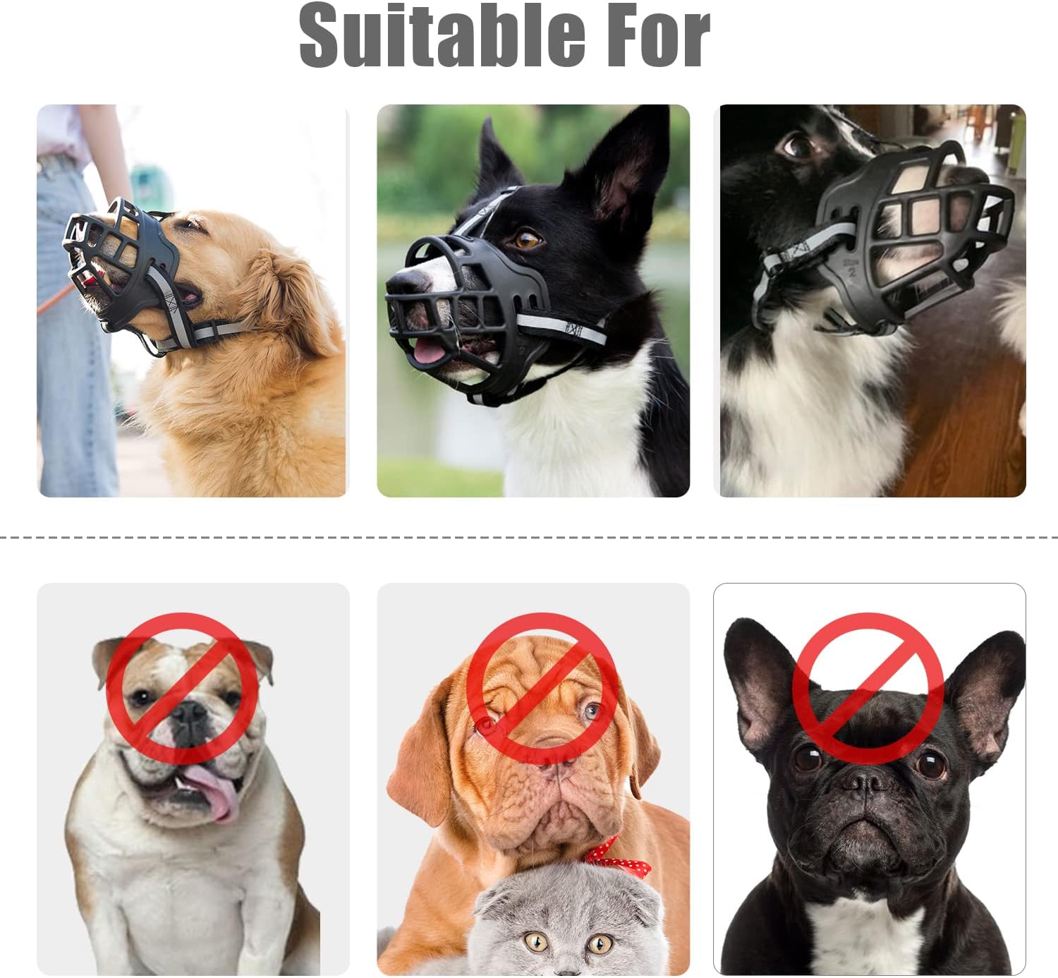 Soft Silicone Basket Dog Muzzle - Prevents Biting, Barking, Chewing