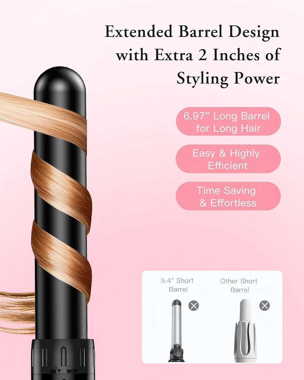 BESTOPE PRO 6-in-1 Tourmaline Curling Iron Large & Small Curls
