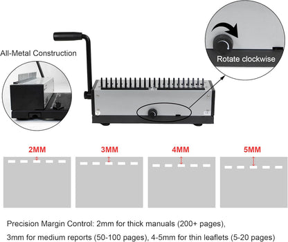 Rayson SD-1201 21-Hole Comb Binding Machine Binds 200 Sheets