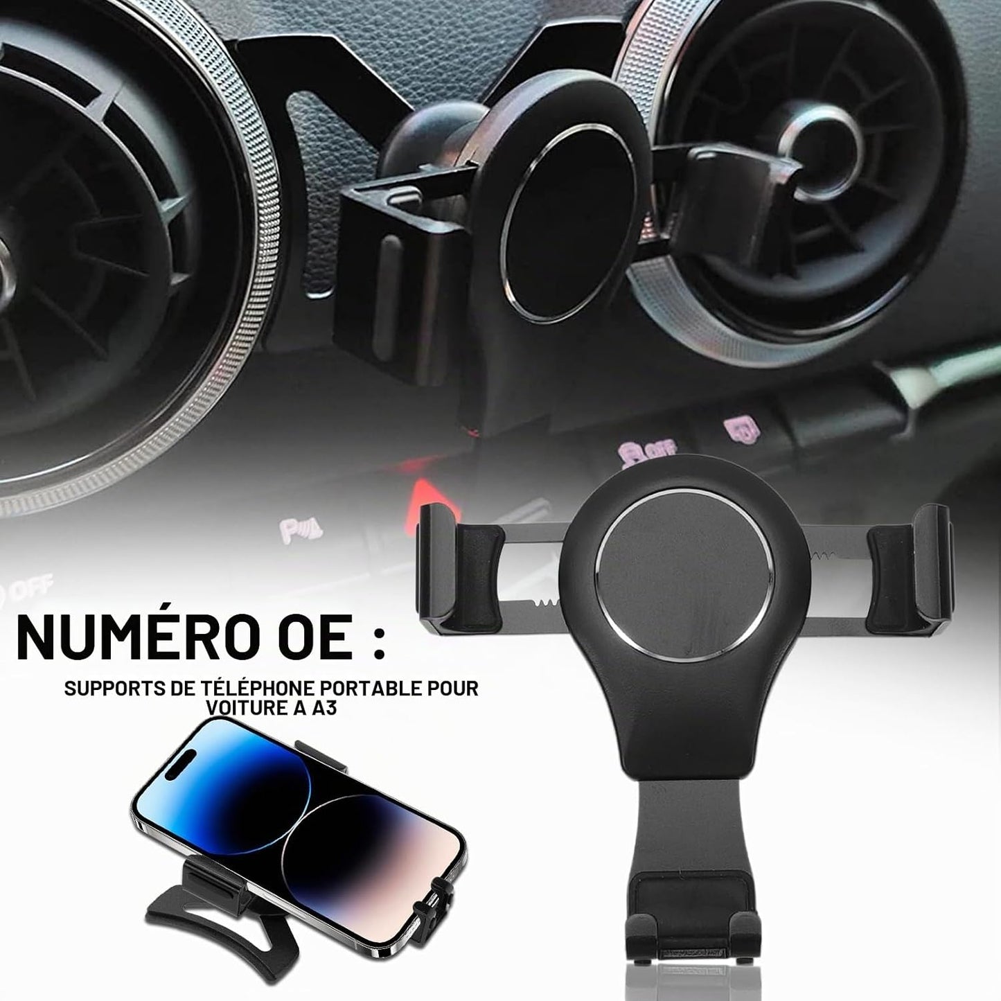 Anlseiod Car Phone Mount for Audi A3/S3/RS3 8V (2013-2019) Black
