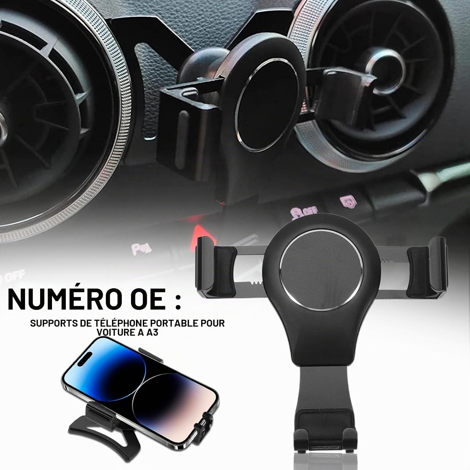Anlseiod Car Phone Mount for Audi A3/S3/RS3 8V (2013-2019) Black