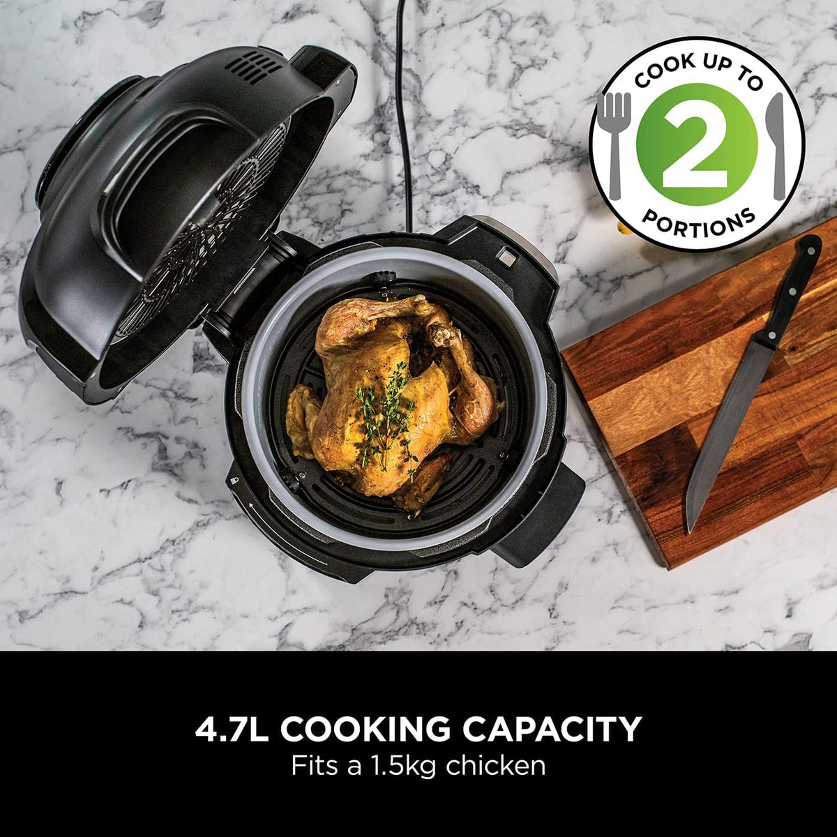 Ninja OP100UK Foodi Mini 6-in-1 Multi-Cooker 4.7L Grey and Black