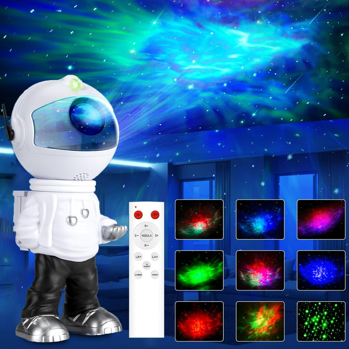 BCGA Astronaut Star Projector Galaxy LED Night Light with Remote