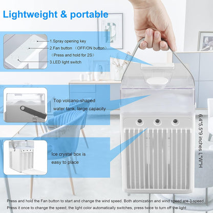 HouGariee Portable Mini Evaporative Air Conditioner Fan – USB‑C, 3 Speeds