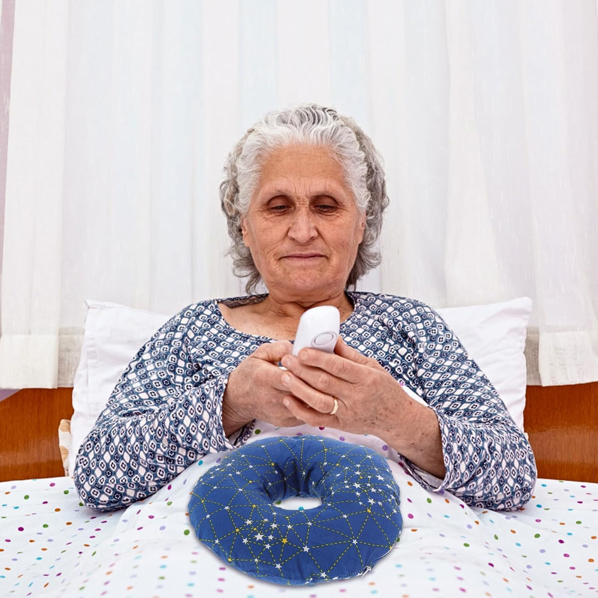 EXCEART Cotton Donut Ear Hole Pillow Blue